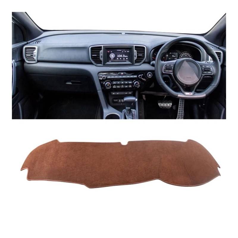 Auto Dashboard Abckung Matte Auto Dashboard Vermeiden Licht Pad Instrument Plattform Schreibtisch Abdeckung Fall Matte Teppiche Für Kia Für Sportage 4 2016 2017 2018 2019 2020 2021(B Brown RHD) von MLTLKPPVNG