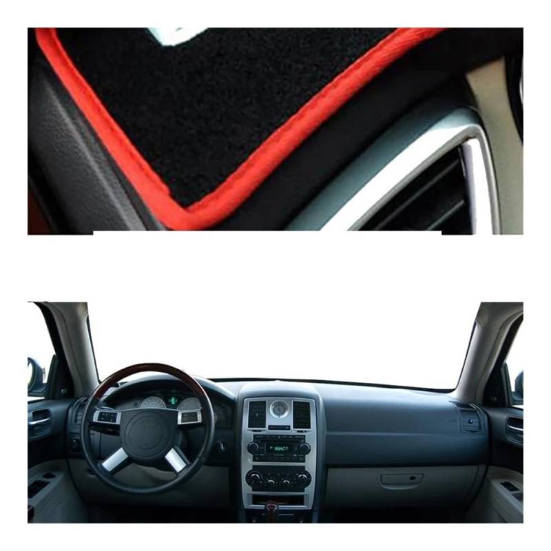 Auto Dashboard Abckung Matte Für Chrysler 300C 2004 2005 2006 2007 2008 2009 2010 Auto Dash Mat Teppich Cape Sun Shade Dashmat Pad(Red LHD) von MLTLKPPVNG