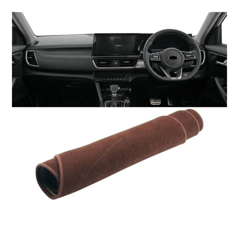 Auto Dashboard Abckung Matte Für Kia Für Seltos SP2 KX3 2020 2021 2022 2023 2024 Auto Dashboard Abdeckung Dash Matte Sonnenschutz Vermeiden Licht Nicht-slip Pad(RHD Brown) von MLTLKPPVNG