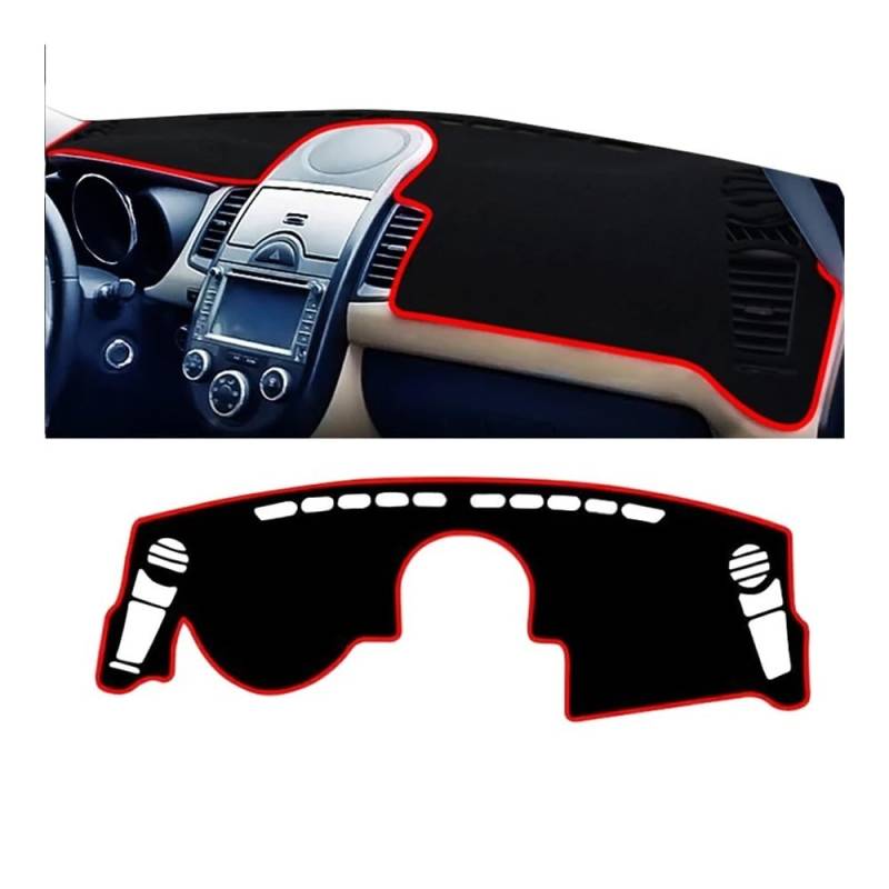 Auto Dashboard Abckung Matte Für Kia Für Soul AM 2009 2010 2011 2012 2013 Armaturenbrett-Abdeckung, Armaturenbrett-Matte Sonnenschutz Lichtschutz Rutschfeste Unterlage(LHD Red side) von MLTLKPPVNG