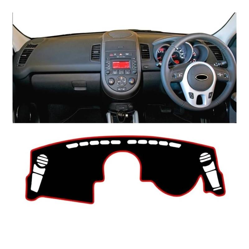 Auto Dashboard Abckung Matte Für Kia Für Soul AM 2009 2010 2011 2012 2013 Armaturenbrett-Abdeckung, Armaturenbrett-Matte Sonnenschutz Lichtschutz Rutschfeste Unterlage(RHD Red side) von MLTLKPPVNG