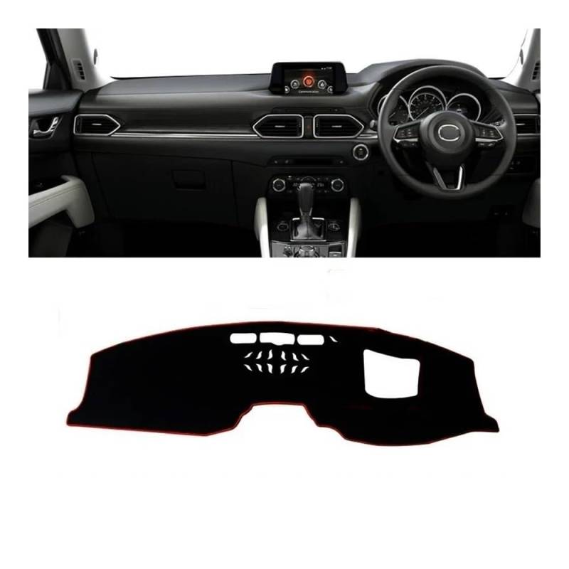 Auto Dashboard Abckung Matte Für Maz&da Für CX-5 KF 2017 2018 2019 2020 2021 2022 2023 Auto Dashboard Abdeckung Dash Matte Sonnenschutz Nicht-slip Pad(A With HUD Red RHD) von MLTLKPPVNG