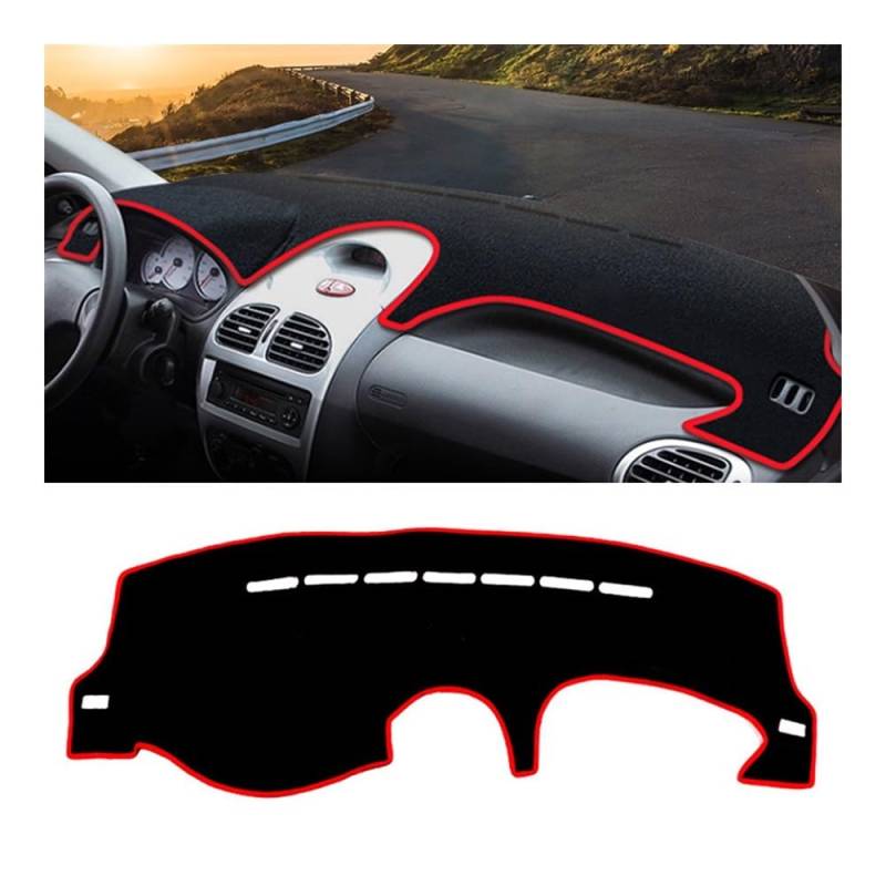 Auto Dashboard Abckung Matte Für Peuge&ot Für 206 CC SW 2004 2005 2006 2007 2008 Armaturenbrettabdeckung Armaturenbrettmatte Sonnenschutz Rutschfeste Unterlage(A Red side) von MLTLKPPVNG
