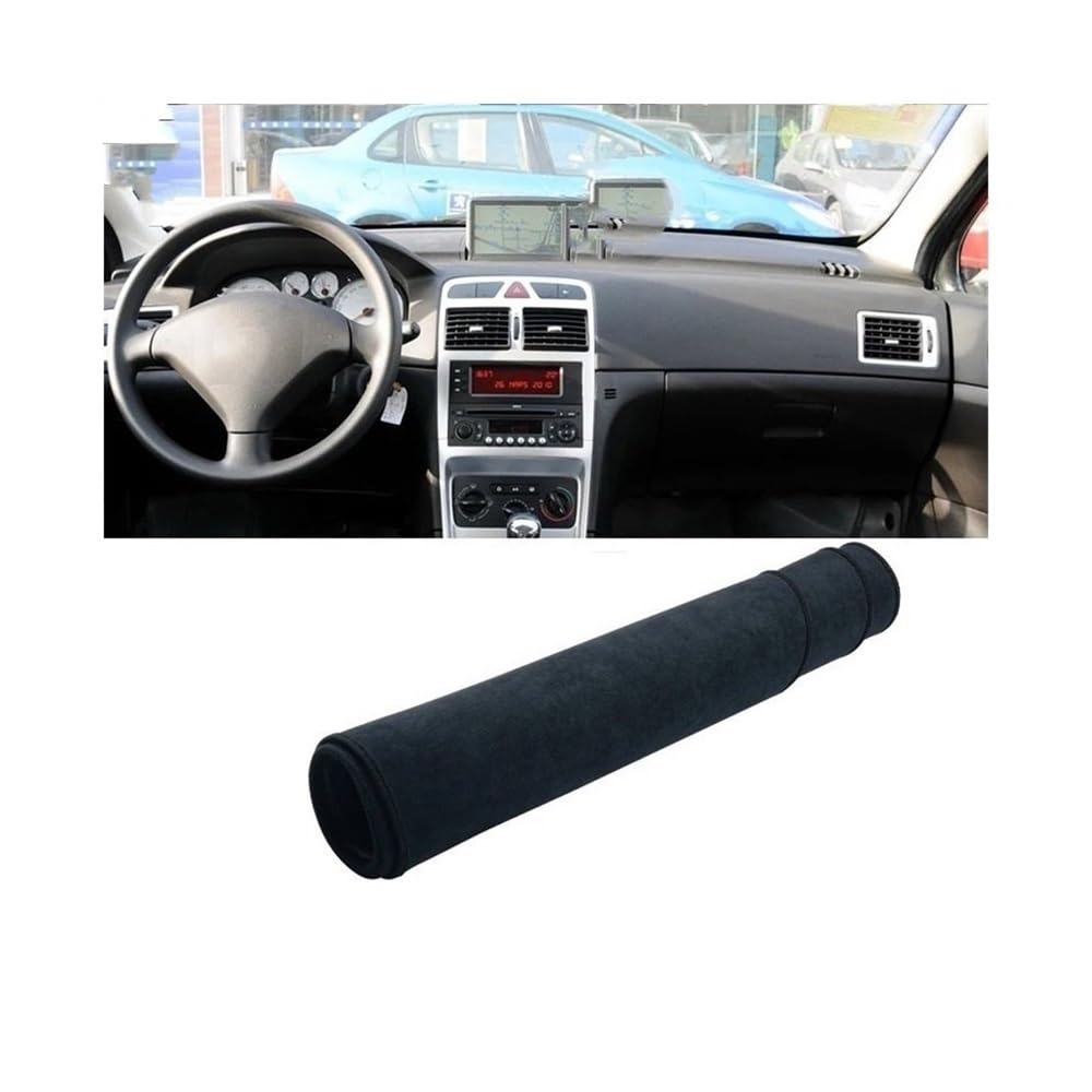 Auto Dashboard Abckung Matte Für Peuge&ot Für 307 SW CC 2004 2005 2006 2007 2008 2009 2010 2011 2012 2013 Armaturenbrett-Abdeckung Armaturenbrettmatte(With GPS Black) von MLTLKPPVNG