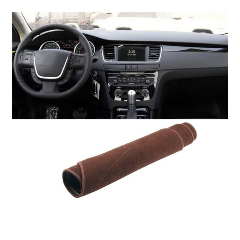 Auto Dashboard Abckung Matte Für Peuge&ot Für 508SW GT Line 2010 2011 2012 2013 2014 2015 2016 2017 2018 Armaturenbrett-Abdeckung Armaturenbrettmatte(B No HUD Brown) von MLTLKPPVNG