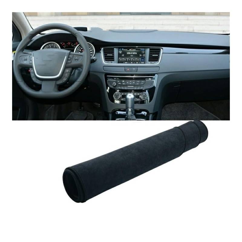 Auto Dashboard Abckung Matte Für Peuge&ot Für 508SW GT Line 2010 2011 2012 2013 2014 2015 2016 2017 2018 Armaturenbrett-Abdeckung Armaturenbrettmatte(B with HUD Black) von MLTLKPPVNG
