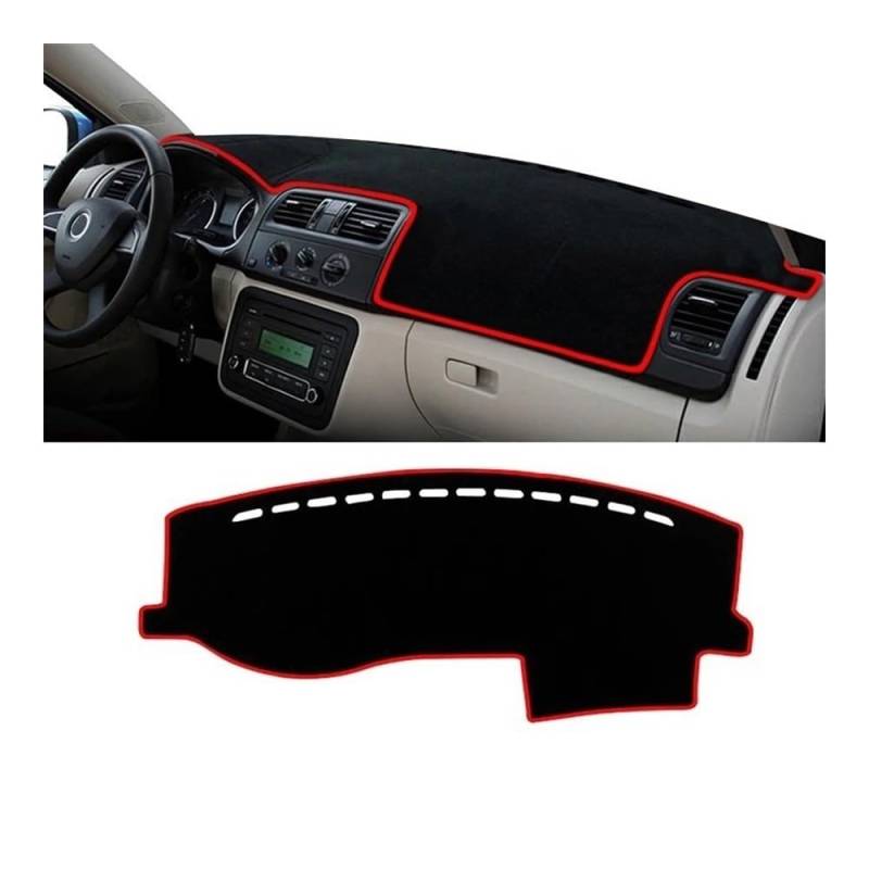 Auto Dashboard Abckung Matte Für Sko&da Für Fabia 2 5J MK2 2007 2008 2009 2010 2011 2012 2013 2014 Auto-Armaturenbrett-Abdeckung Armaturenbrett-Matte Sonnenschutz Rutschfeste Unterlage(LHD Red Side) von MLTLKPPVNG
