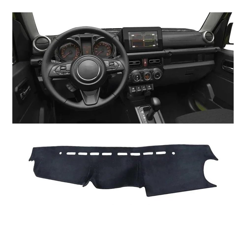 Auto Dashboard Abckung Matte Für Suzu&ki Für Jimny JB64 JB74 2019 2020 2021 2022 2023 Auto-Armaturenbrett-Abdeckung Armaturenbrett-Matte Sonnenschutz Rutschfeste Unterlage(LHD Black) von MLTLKPPVNG
