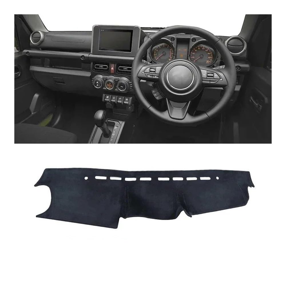 Auto Dashboard Abckung Matte Für Suzu&ki Für Jimny JB64 JB74 2019 2020 2021 2022 2023 Auto-Armaturenbrett-Abdeckung Armaturenbrett-Matte Sonnenschutz Rutschfeste Unterlage(RHD Black) von MLTLKPPVNG