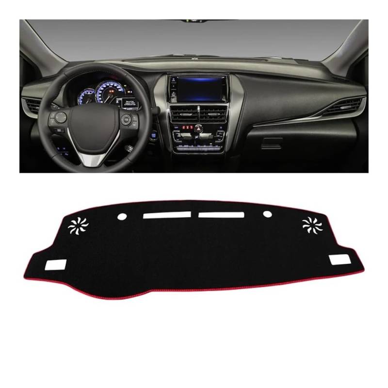Auto Dashboard Abckung Matte Für Toy&ota Für Yaris Für Ativ 2019 2020 2021 2022 2023 Auto Dashboard Abdeckung Dash Matte Sonnenschutz Nicht-slip Pad(A LHD Red Side) von MLTLKPPVNG