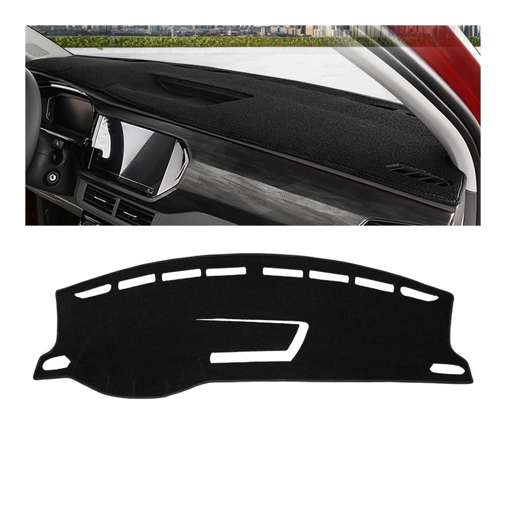 Auto Dashboard Abckung Matte Für V&W Für T-CROSS 2019 2020 2021 2022 2023 Auto-Armaturenbrett-Abdeckung Armaturenbrett-Matte Sonnenschutz Rutschfeste Unterlage(A Black Side LHD) von MLTLKPPVNG