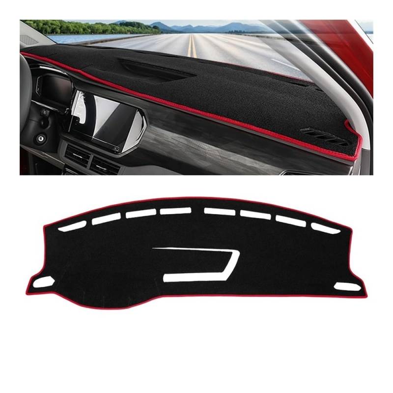 Auto Dashboard Abckung Matte Für V&W Für T-CROSS 2019 2020 2021 2022 2023 Auto-Armaturenbrett-Abdeckung Armaturenbrett-Matte Sonnenschutz Rutschfeste Unterlage(A Red Side LHD) von MLTLKPPVNG
