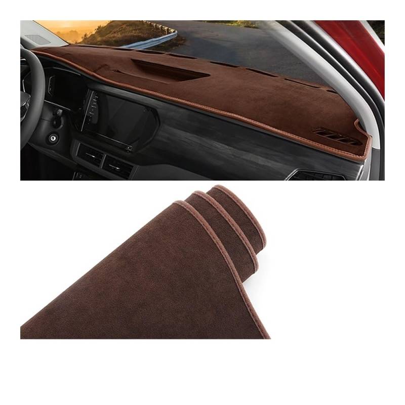 Auto Dashboard Abckung Matte Für V&W Für T-CROSS 2019 2020 2021 2022 2023 Auto-Armaturenbrett-Abdeckung Armaturenbrett-Matte Sonnenschutz Rutschfeste Unterlage(B Brown LHD) von MLTLKPPVNG