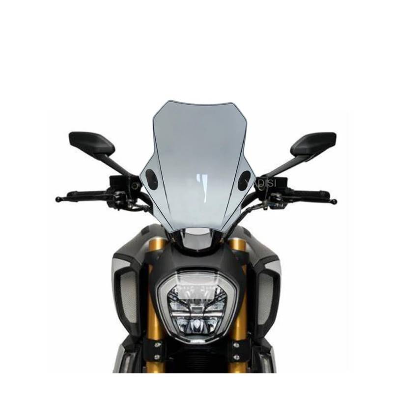 MLTLKPPVNG Windschild Spoiler Für Du&Cati Für DIAVEL 1260 1260S 2019 2020 2021 2022 2023 2024 Motorrad Einstellbare Windschutzscheibe(Hellgrau) von MLTLKPPVNG