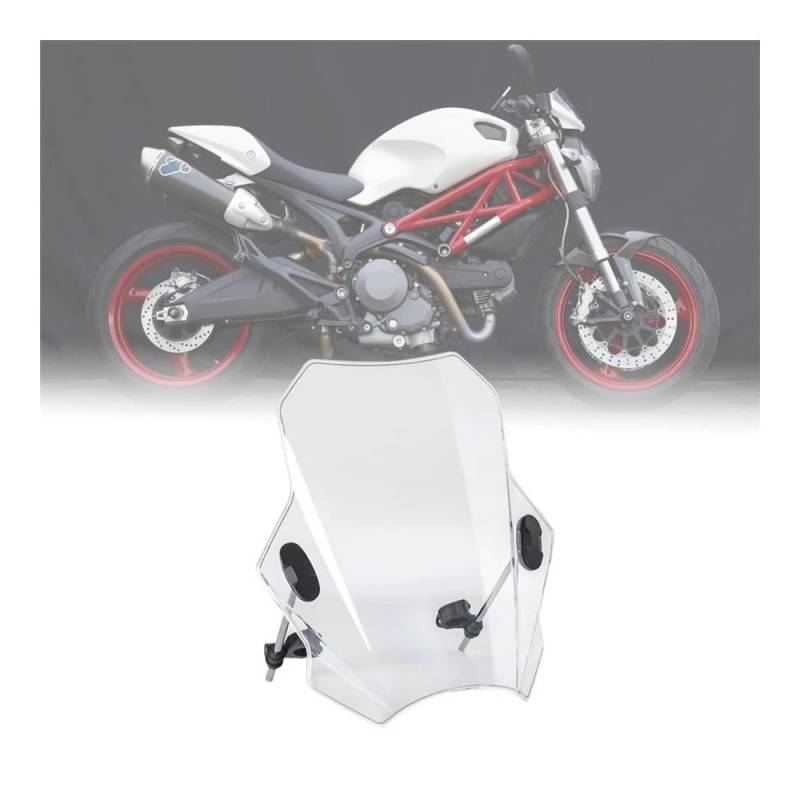 MLTLKPPVNG Windschild Spoiler Motorrad Einstellbare Windschutzscheibe Universal Für Du&Cati Für Monster 696 796 821 1100 Für EVO Für Scrambler 1100 Für ICON URBAN Für Enduro Classic(Transparent) von MLTLKPPVNG