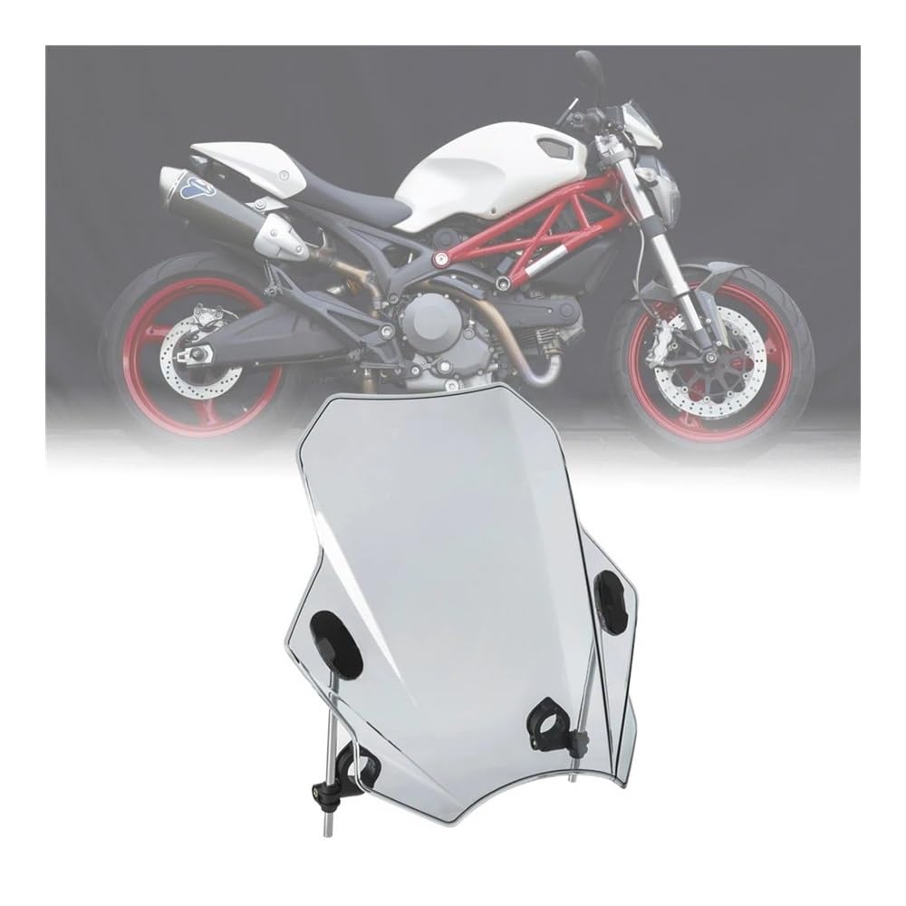 MLTLKPPVNG Windschild Spoiler Motorrad Einstellbare Windschutzscheibe Universal Für Du&Cati Für Monster 696 796 821 1100 Für EVO Für Scrambler 1100 Für ICON URBAN Für Enduro Classic(Grau) von MLTLKPPVNG