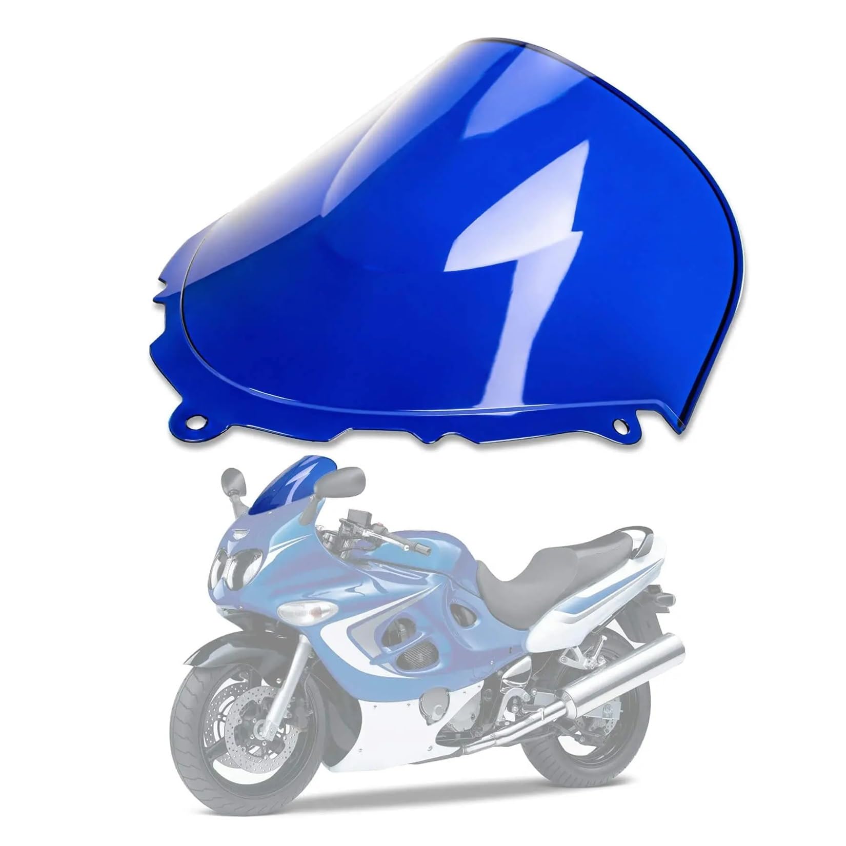 MLTLKPPVNG Windschild Spoiler Motorrad Windschutzscheibe Double Bubble Flyscreen Deflektor Schutz Für Suzu&ki Für K&ATANA Für GSX600F Für GSX750F 1998-2005 2006 2007 2008(Blue) von MLTLKPPVNG