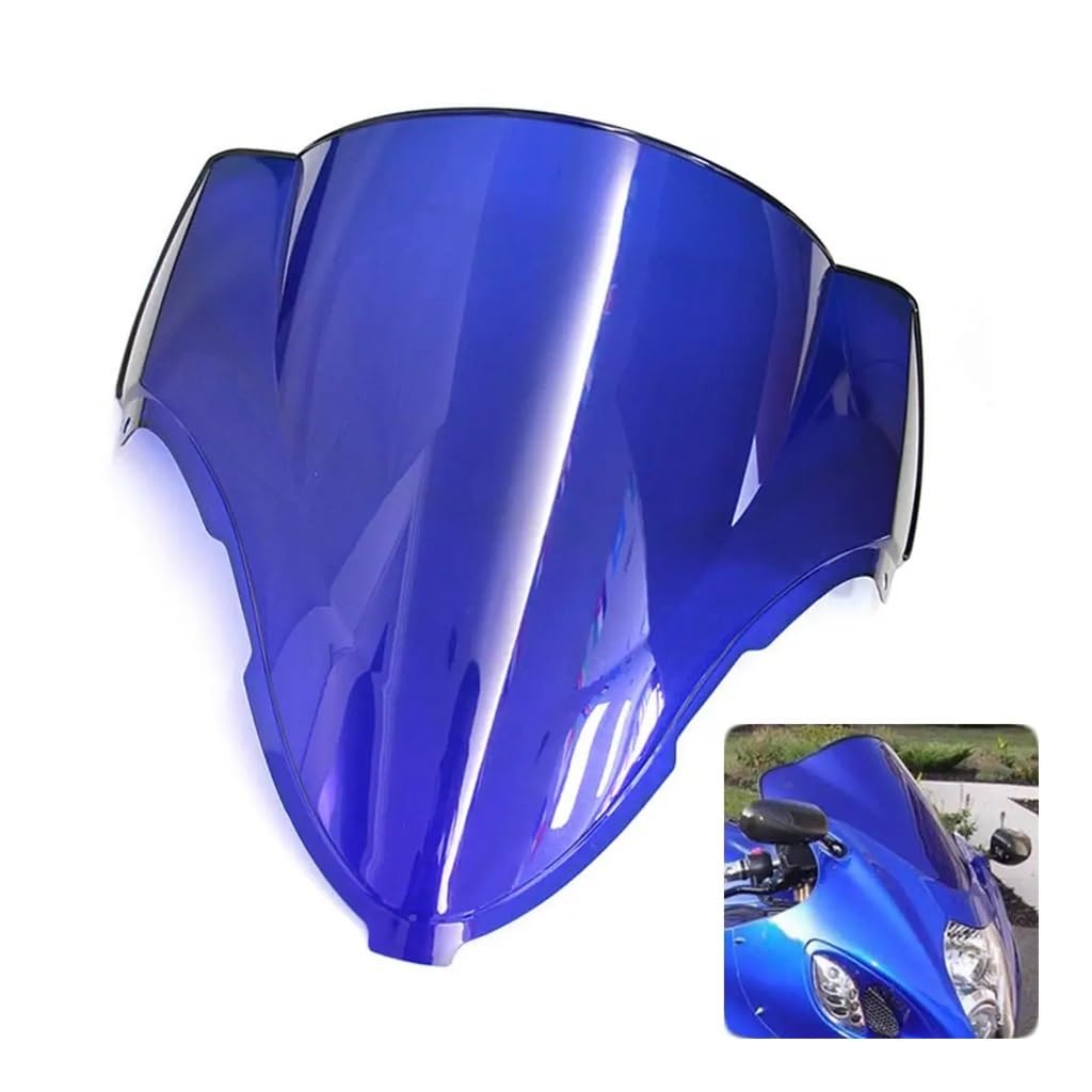 MLTLKPPVNG Windschild Spoiler Motorrad Windschutzscheibe Double Bubble Verkleidung Deflektor Für Suzu&ki Für Hayabusa GSXR1300 1996-2007 Windschutzscheibe Deckt Bildschirm(Blue) von MLTLKPPVNG