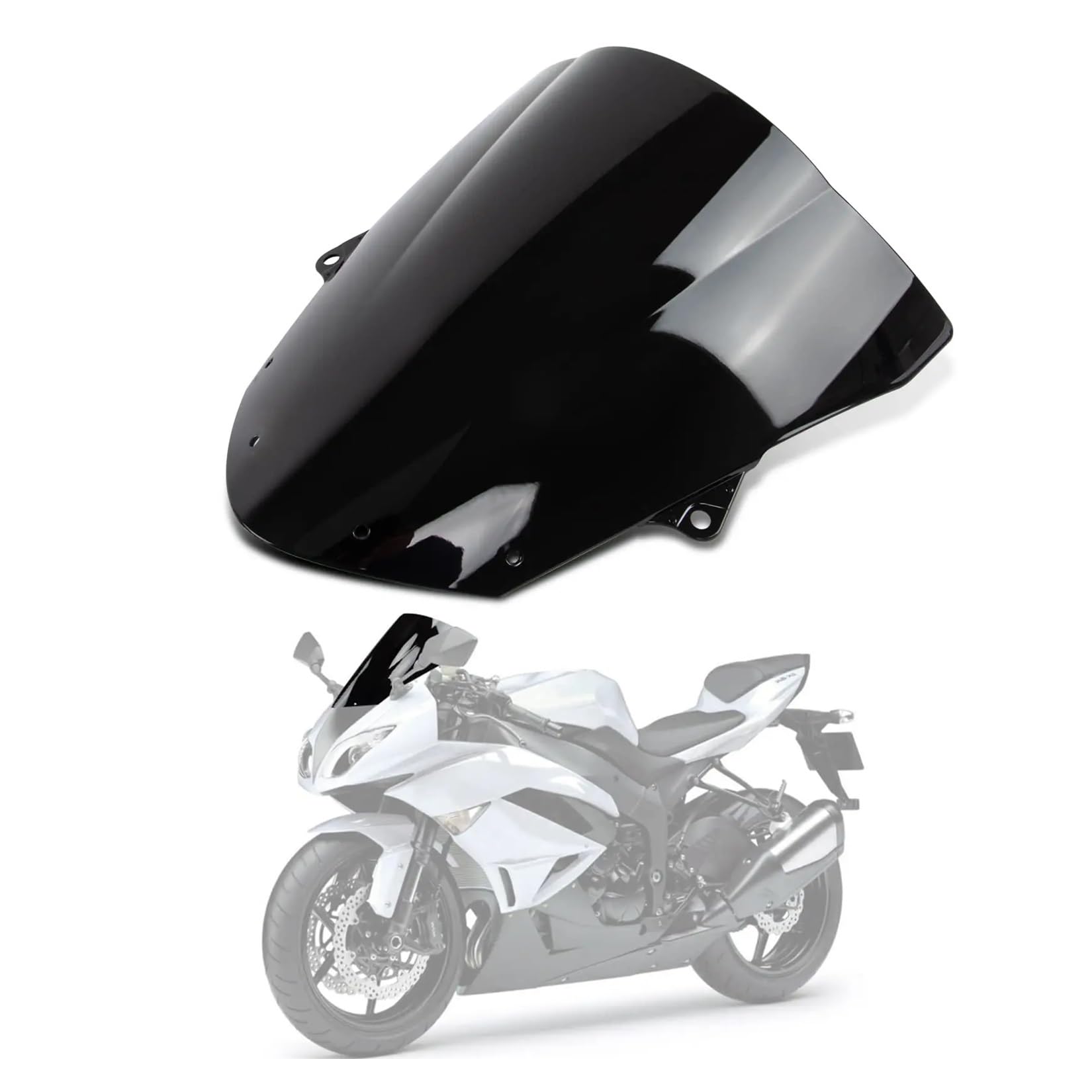 MLTLKPPVNG Windschild Spoiler Motorrad Windschutzscheibe Windabweiser Bildschirm Double Bubble Für K&awasaki Für Ninja Für ZX10R Für ZX1000F 2008 2009 2010 ZX636E 2009-2018(Black) von MLTLKPPVNG