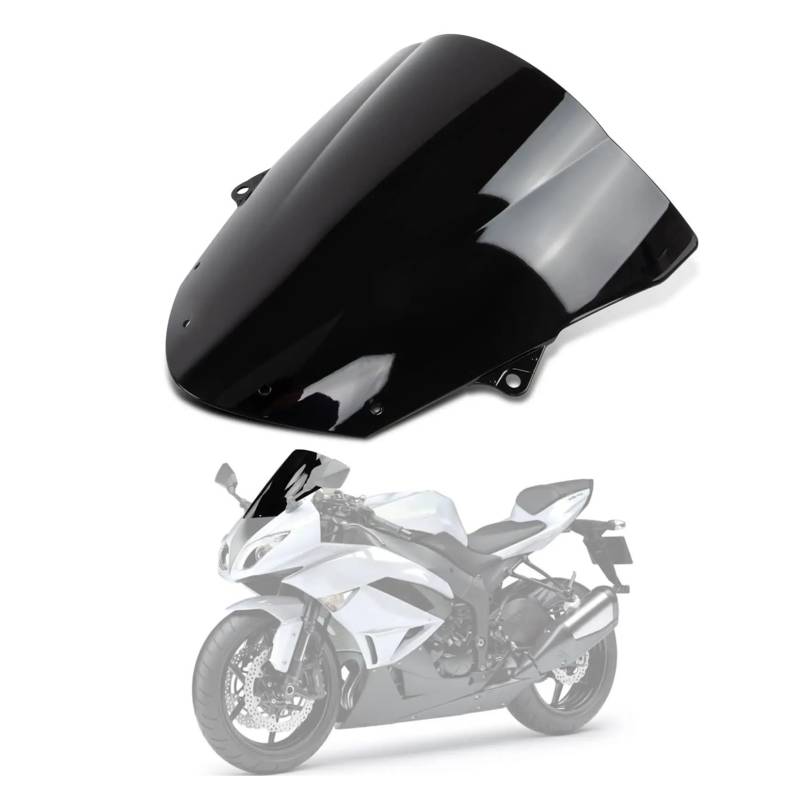 MLTLKPPVNG Windschild Spoiler Motorrad Windschutzscheibe Windabweiser Bildschirm Double Bubble Für K&awasaki Für Ninja Für ZX10R Für ZX1000F 2008 2009 2010 ZX636E 2009-2018(Black) von MLTLKPPVNG