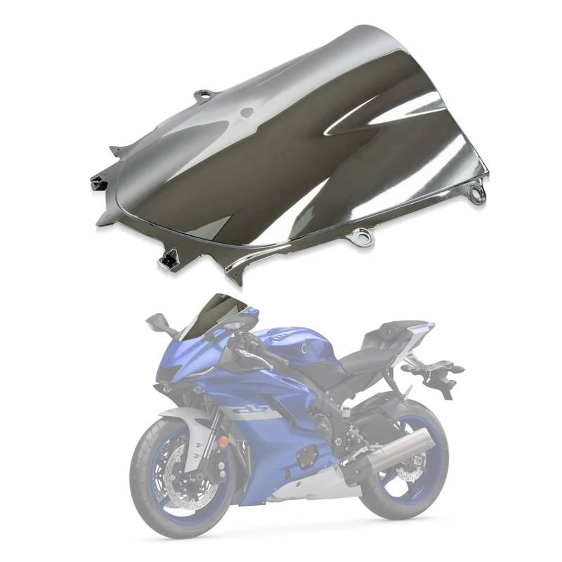 MLTLKPPVNG Windschild Spoiler Motorrad Windschutzscheibe Windschutz Für Y&amaha Für YZF R6 Für YZFR6 2017 2018 2019 2020 2021 2022 2023 Und Für R7 2021 2022 2023(Chrom) von MLTLKPPVNG
