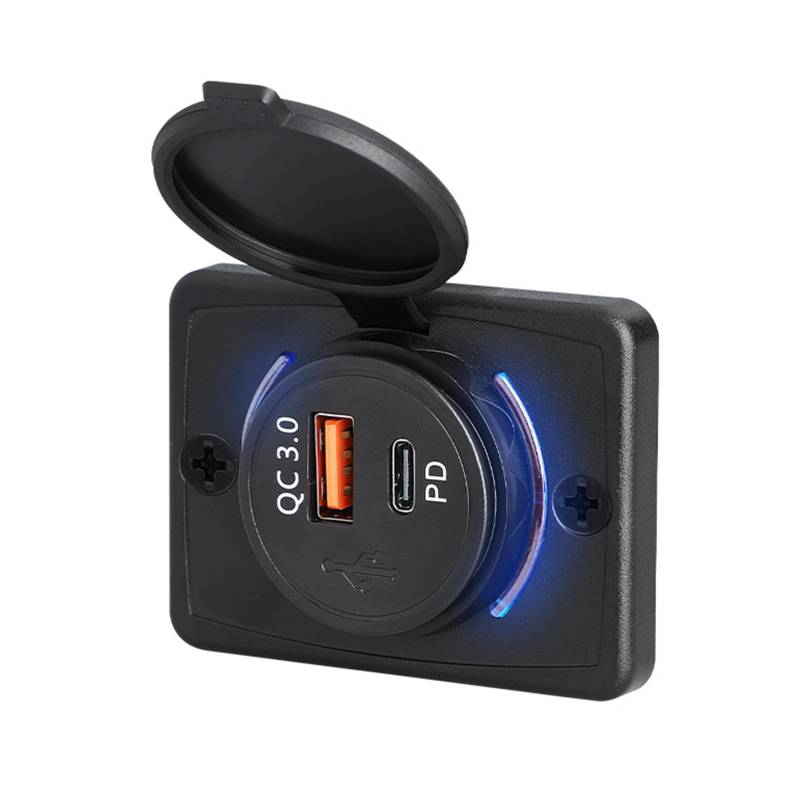 MLWSKERTY 12 V 24 V Outlet USB Outlet Car USB 18 W Typ C PD18W Panel 12 V-24 V Mount PANS von MLWSKERTY