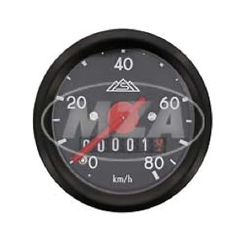 Tachometer mit Beleuchtung, Ø 48 mm, 80 km/h, schwarzes Ziffernblattt - S50, S51 von MMB