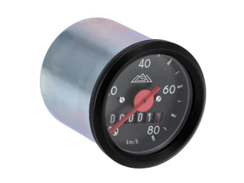 Tachometer mit Beleuchtung, Ø 48 mm, 80 km/h, schwarzes Ziffernblattt - S50, S51 von MMB