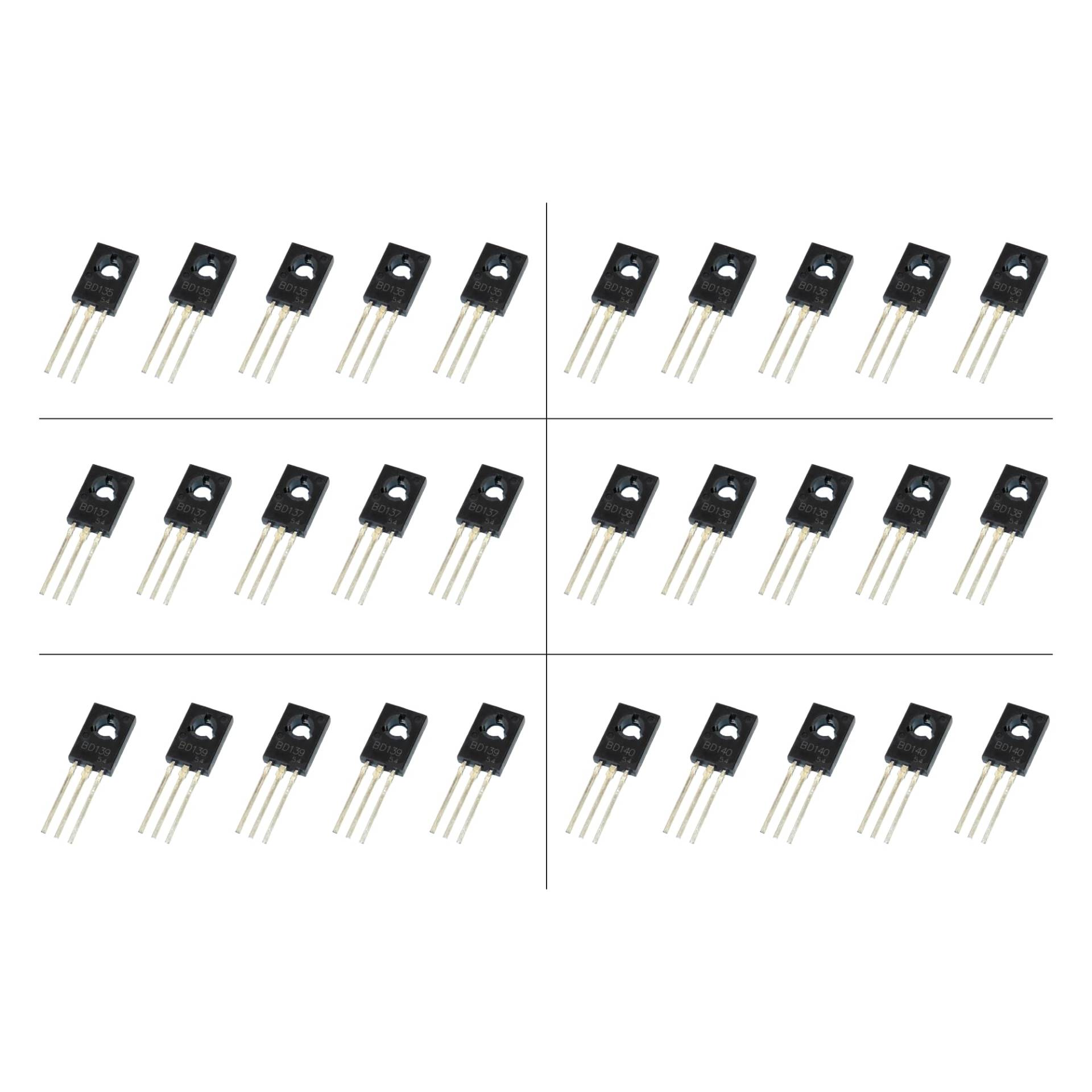 30 Transistoren NPN und PNP BD135 BD136 BD137 BD138 BD139 BD140 30 Transistoren NPN und PNP BD135 BD136 BD137 BD138 BD139 BD140 von MMMO
