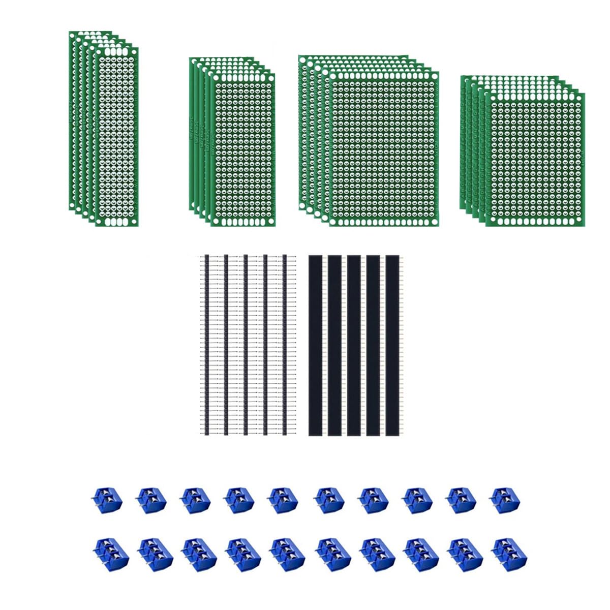 MMOBIEL 60 Stk. PCB-Lochraster Leiterplatte Prototyp-Set mit Schraubenklemmleisten 2/3 Pins männlich/weiblich Header-Kit Universal-Set kompatibel mit Arduino Kits und elektronischen Projekten DIY MMOBIEL 60 Stk. PCB-Lochraster Leiterplatte Prototyp-Set mit Schraubenklemmleisten 2/3 Pins männlich/weiblich Header-Kit Universal-Set kompatibel mit Arduino Kits und elektronischen Projekten DIY von MMOBIEL