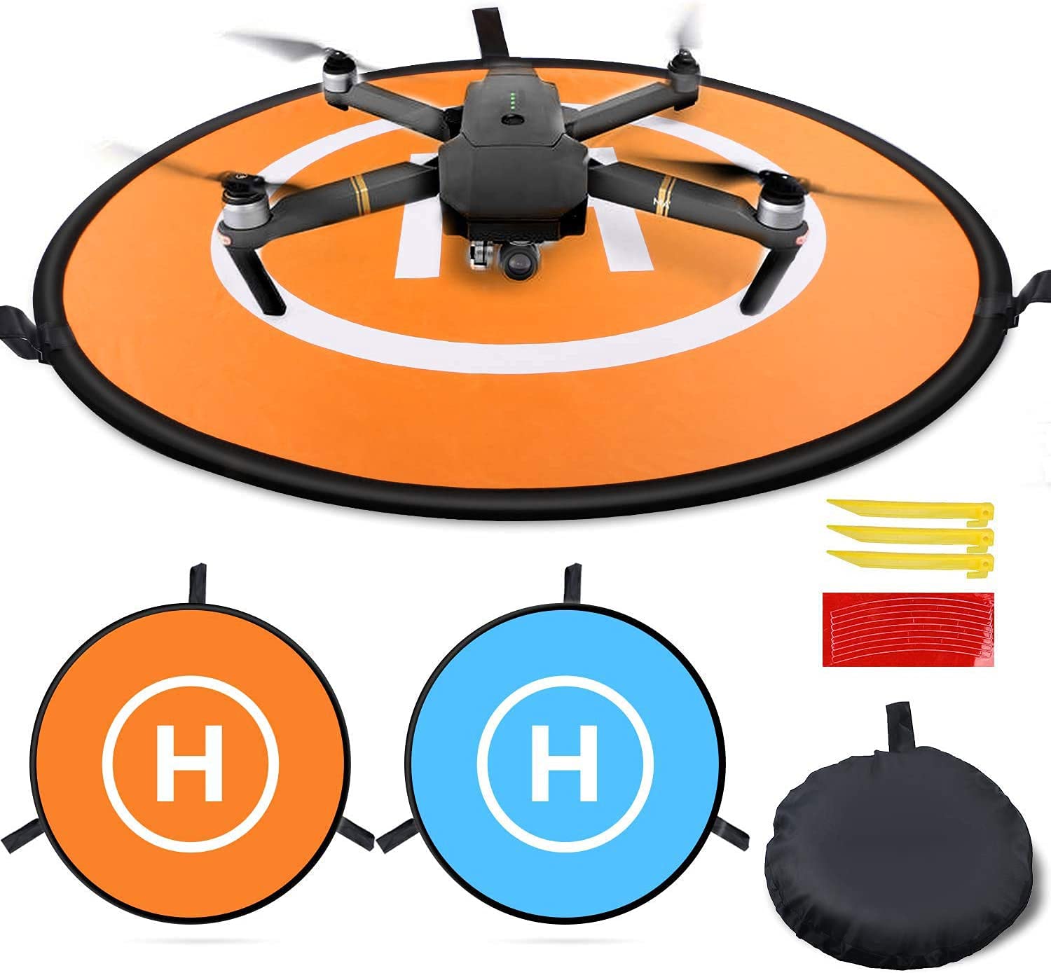 MMOBIEL Landeplatz Drohne Landing Pad Wasserdicht 75 cm doppelseitig Orange/Blau für ferngesteuerte Hubschrauber Drohnen DJI Mavic Mini 2 / Zoom/Air Fly 2 / Phantom/FPV/Inspire von MMOBIEL