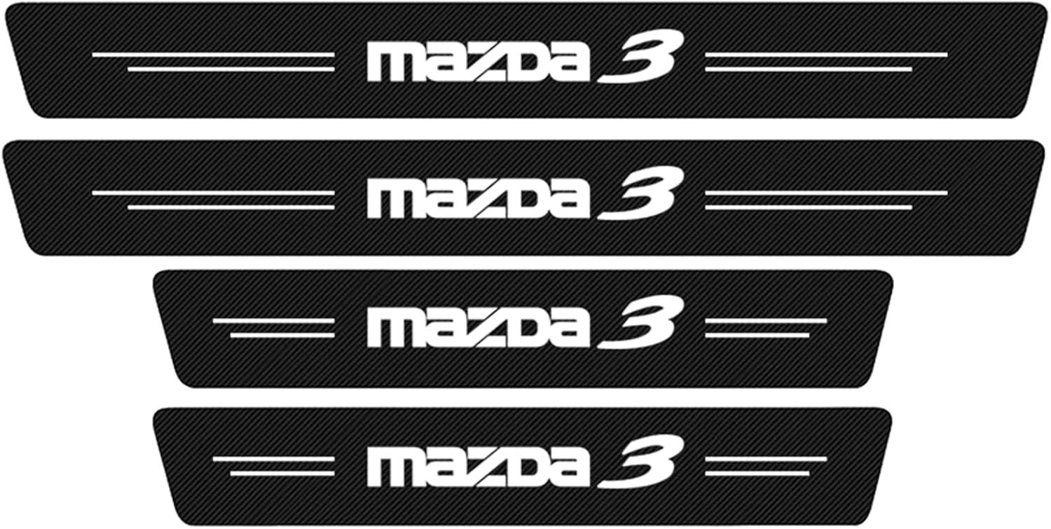Auto Einstiegsleisten Schutzfolie Kohlefaser Türschweller für Mazda 3 BL BK BM BN BP 2006 2007 2009 2011 2014-2017 2019 2021, Anti Scratch Türschweller Schutz Leisten Auto Zubehör,White von MMPZZ
