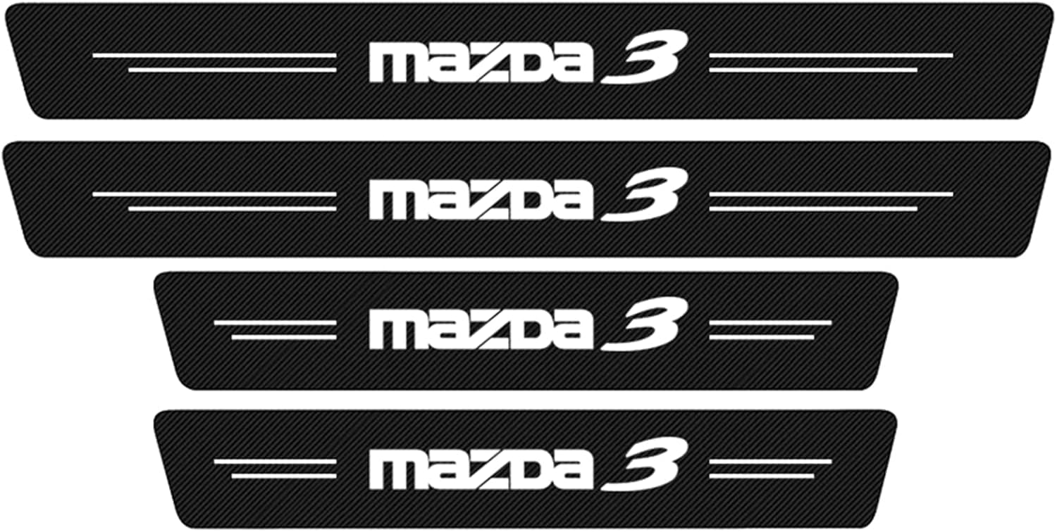 Auto Einstiegsleisten Schutzfolie Kohlefaser Türschweller für Mazda 3 BL BK BM BN BP 2006-2014 2015 2016 2017 2019 2021, Anti Scratch Türschweller Schutz Leisten Auto Zubehör,White von MMPZZ