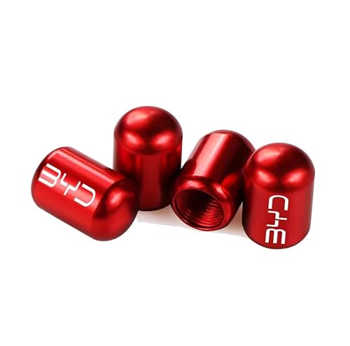 MMPZZ 4 Stück Ventilkappen für Autoreifen und - räder für BYD Tang F3 E6 Atto 3 Yuan Plus Song, Autoventil Kappe, Reifen Ventilkappen Auto Zubehör,1Red-B von MMPZZ