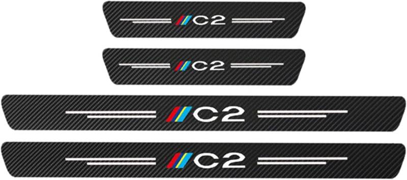 MMPZZ Auto Einstiegsleisten Schutzfolie Kohlefaser Türschweller für Citroen C1-C6 C8, Anti Scratch Türschweller Schutz Leisten Auto Zubehör,2 von MMPZZ