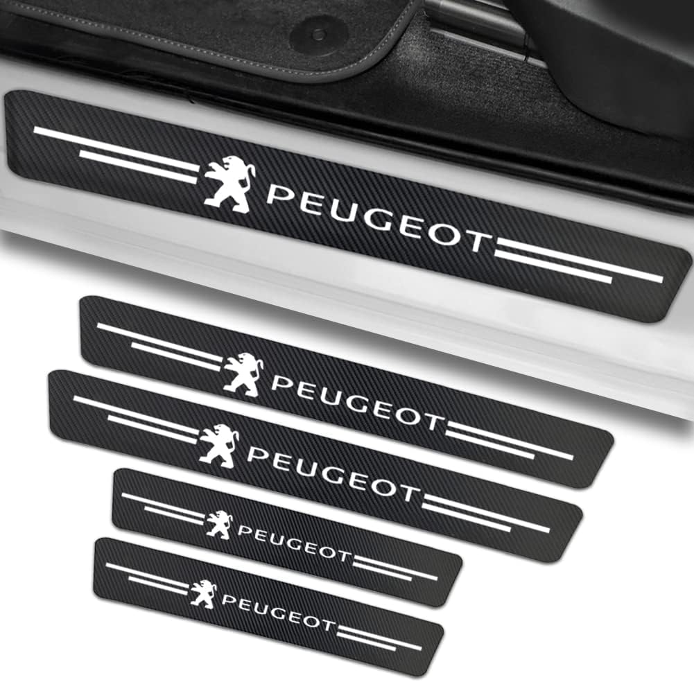 MMPZZ Auto Einstiegsleisten Schutzfolie Kohlefaser Türschweller für Peugeot, Anti Scratch Türschweller Schutz Leisten Auto Zubehör von MMPZZ