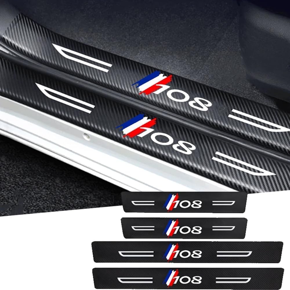MMPZZ Auto Einstiegsleisten Schutzfolie Kohlefaser Türschweller für Peugeot 108, Anti Scratch Türschweller Schutz Leisten Auto Zubehör von MMPZZ