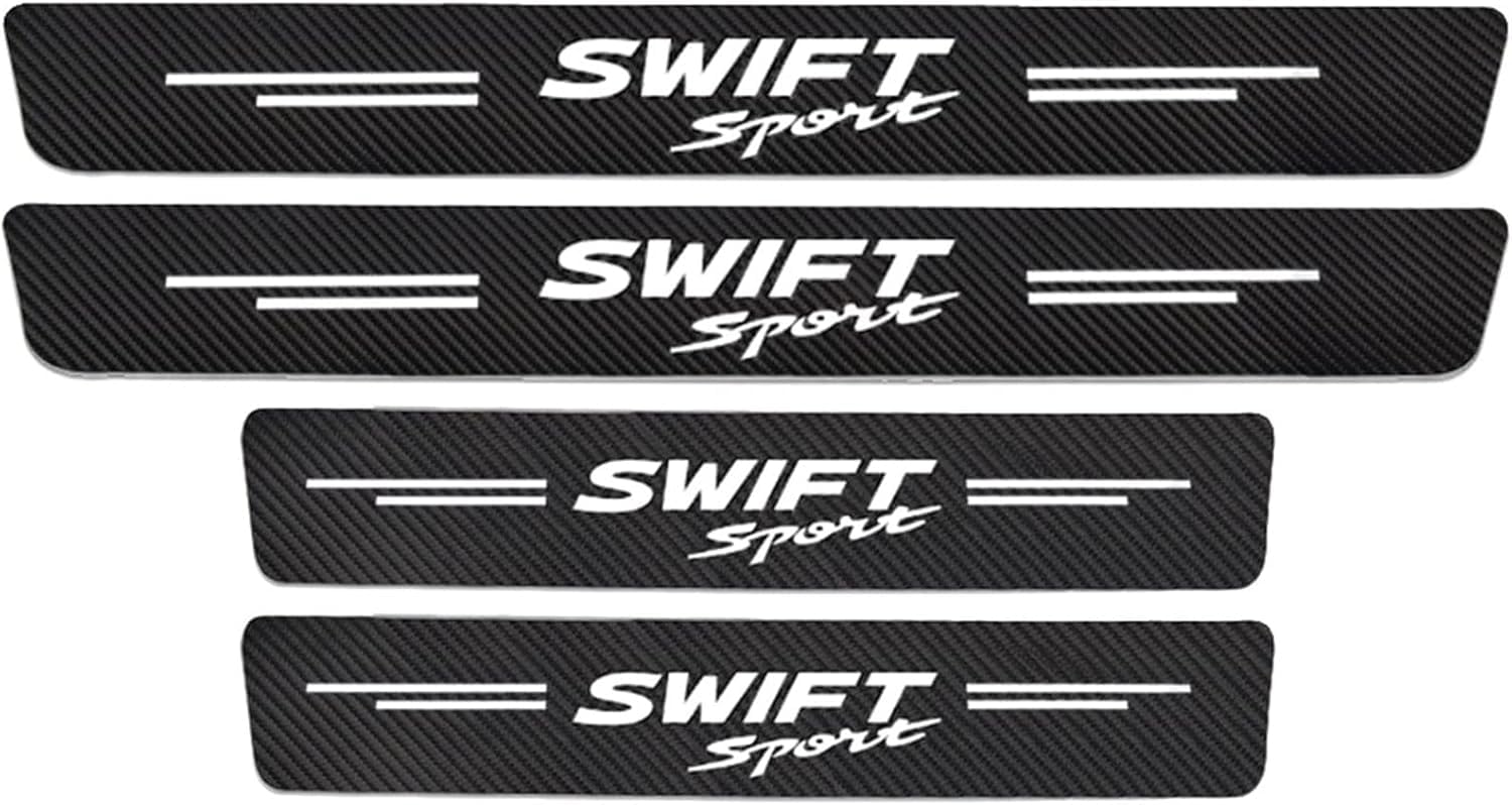 MMPZZ Auto Einstiegsleisten Schutzfolie Kohlefaser Türschweller für Suzuki Swift Sport, Anti Scratch Türschweller Schutz Leisten Auto Zubehör,White von MMPZZ