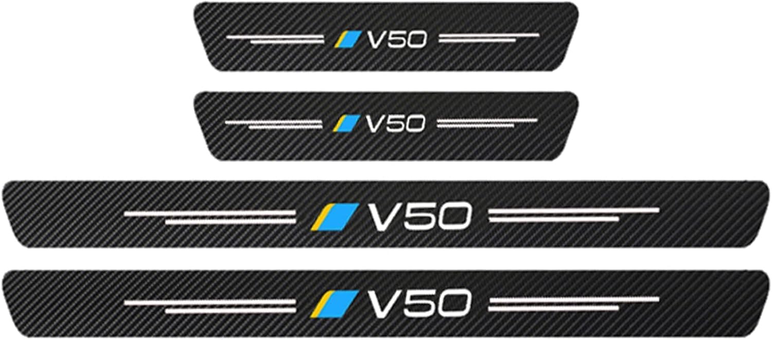 MMPZZ Auto Einstiegsleisten Schutzfolie Kohlefaser Türschweller für Volvo V40 V50 V60 V70 V90, Anti Scratch Türschweller Schutz Leisten Auto Zubehör,50 von MMPZZ