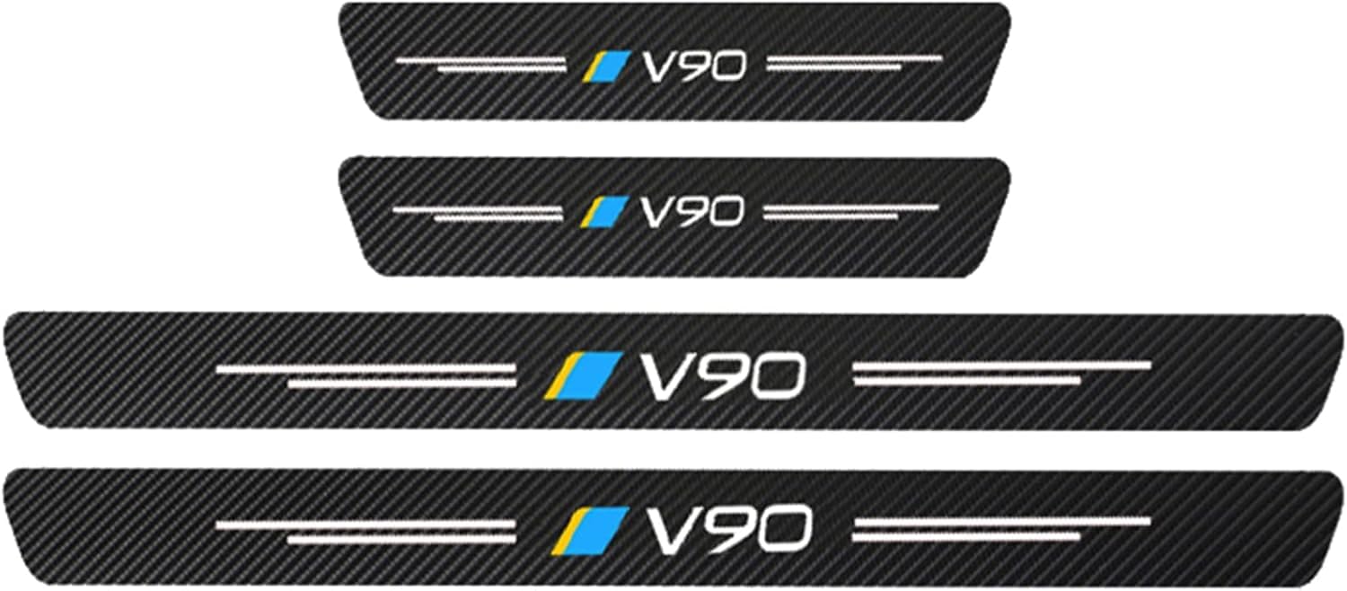 MMPZZ Auto Einstiegsleisten Schutzfolie Kohlefaser Türschweller für Volvo V40 V50 V60 V70 V90, Anti Scratch Türschweller Schutz Leisten Auto Zubehör,90 von MMPZZ