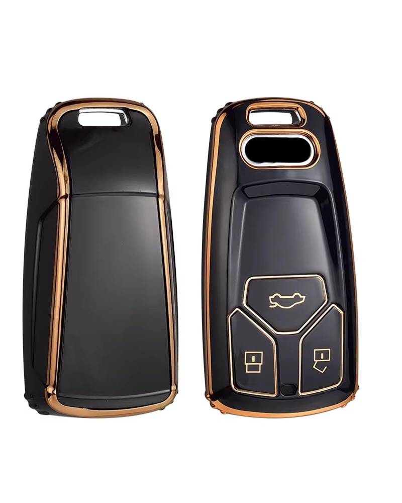 Auto SchlüSselgehäUse Für A4 B9 Für A5 Für A6 8S 8W Für Q5 Für Q7 4M S4 S5 S7 TT TTS TFSI RS TPU Autoschlüsseletui Abdeckung Shell Protector Fob Keyless SchlüSselgehäUse(Black) von MNNZHG