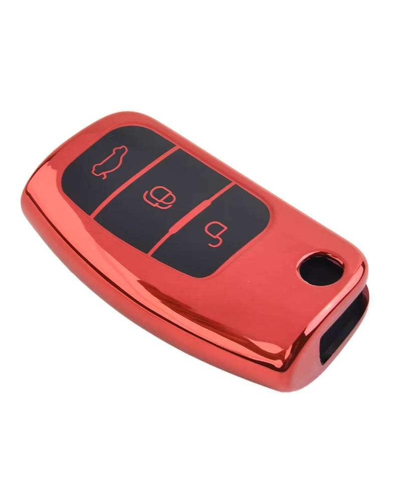 Auto SchlüSselgehäUse Für Ford Für Fiesta Für Focus Tragbares Flip-Key-Gehäuse Schlüsselanhänger-Abdeckung 3-Tasten-Abdeckung SchlüSselgehäUse von MNNZHG