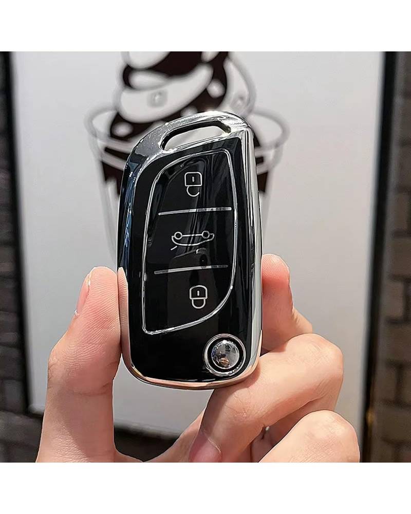 Auto SchlüSselgehäUse Für Peugeot C1 C2 Für C3 Für C4 Für C5 DS3 DS4 DS5 DS6 TPU Autoschlüsseletui Abdeckung Shell Fob Autoschlüssel Shell Zubehör Schlüsselanhänger SchlüSselgehäUse(Black) von MNNZHG