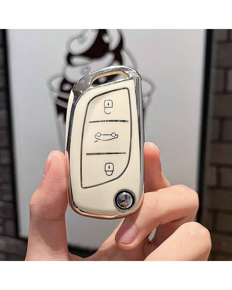 Auto SchlüSselgehäUse Für Peugeot C1 C2 Für C3 Für C4 Für C5 DS3 DS4 DS5 DS6 TPU Autoschlüsseletui Abdeckung Shell Fob Autoschlüssel Shell Zubehör Schlüsselanhänger SchlüSselgehäUse(White) von MNNZHG