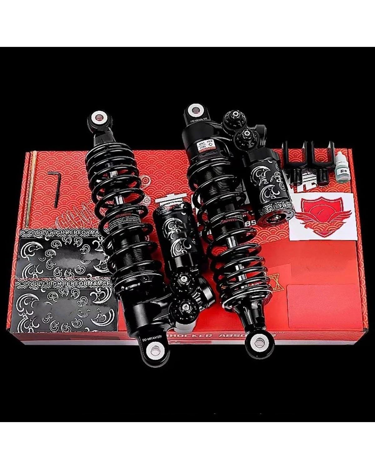 Federbein 270/310/285/325mm Für NIU NQI N1S Ninebot E110P E300P E200p Motorrad Hinten Stoßdämpfer Vorspannung Dämpfung Einstellbar Stoßdämpfer Dämpfer(Black 270MM Round) von MNNZHG