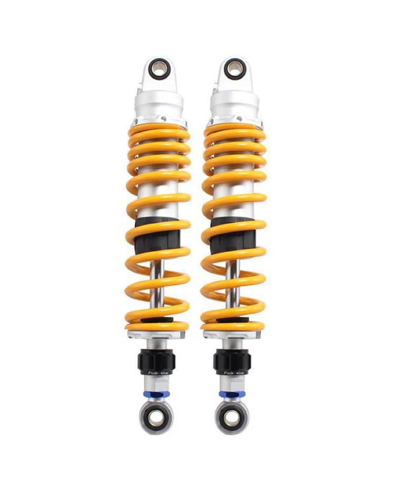 Federbein 320mm Schlitz Dicker Motorrad Stoßdämpfer Puffer Retro Dämpfung Einstellung Hydraulische Modifikation Lifan Motor Fahrzeug Stoßdämpfer Dämpfer(Yellow 320mm Round Head) von MNNZHG