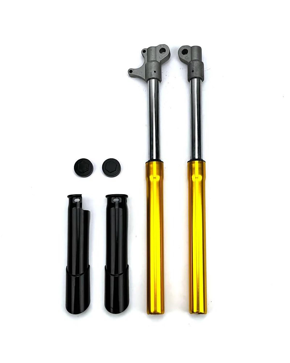 Federbein 535 Mm Für Kleine Apollo Mini Moto Offroad-Dirt-Pit-Bike-Stoßdämpfer, 1 Paar Motorrad-Vorderradgabel, Umgedrehter Stoßdämpfer Mit Abdeckung Stoßdämpfer Dämpfer(Golden) von MNNZHG