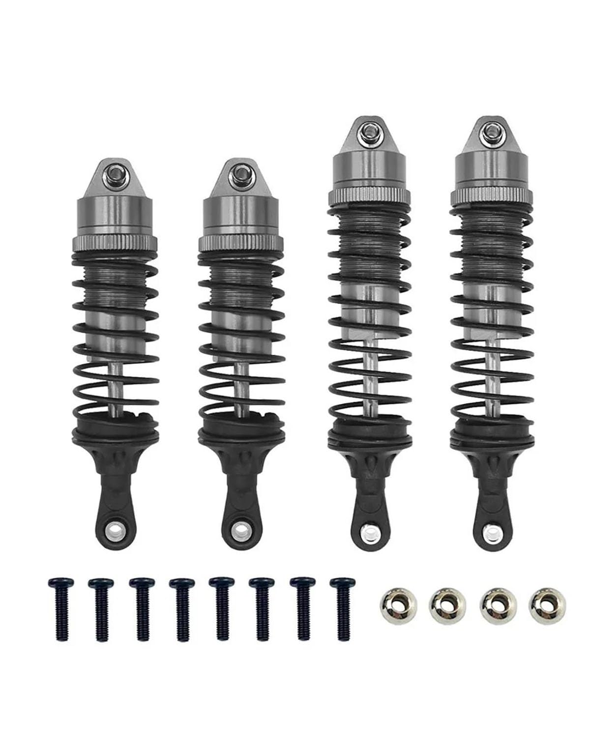 Federbein Aluminium Stoßdämpfer Vorne Und Hinten Montiert Für 1/10 Traxxas Slash 4 x 4 4WD 2WD Rustler VXL Stampede RC Auto Upgrade Teil Stoßdämpfer Dämpfer(Dark Grey) von MNNZHG