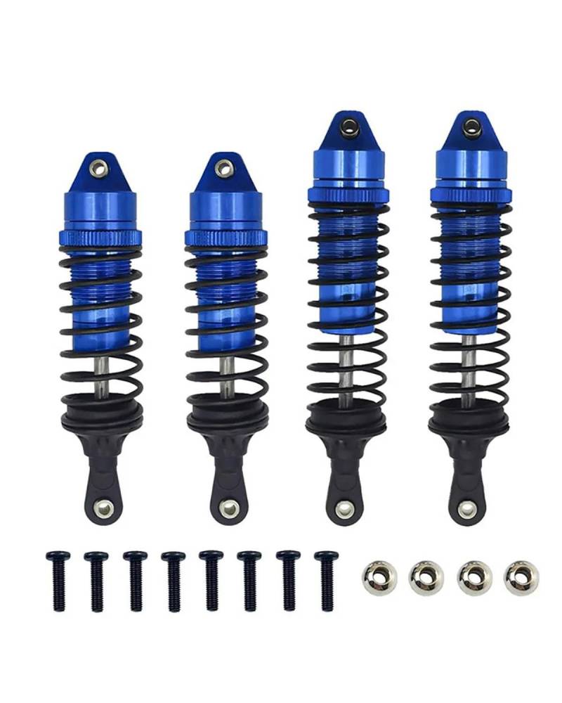 Federbein Aluminium Stoßdämpfer Vorne Und Hinten Montiert Für 1/10 Traxxas Slash 4 x 4 4WD 2WD Rustler VXL Stampede RC Auto Upgrade Teil Stoßdämpfer Dämpfer(Navy Blue) von MNNZHG