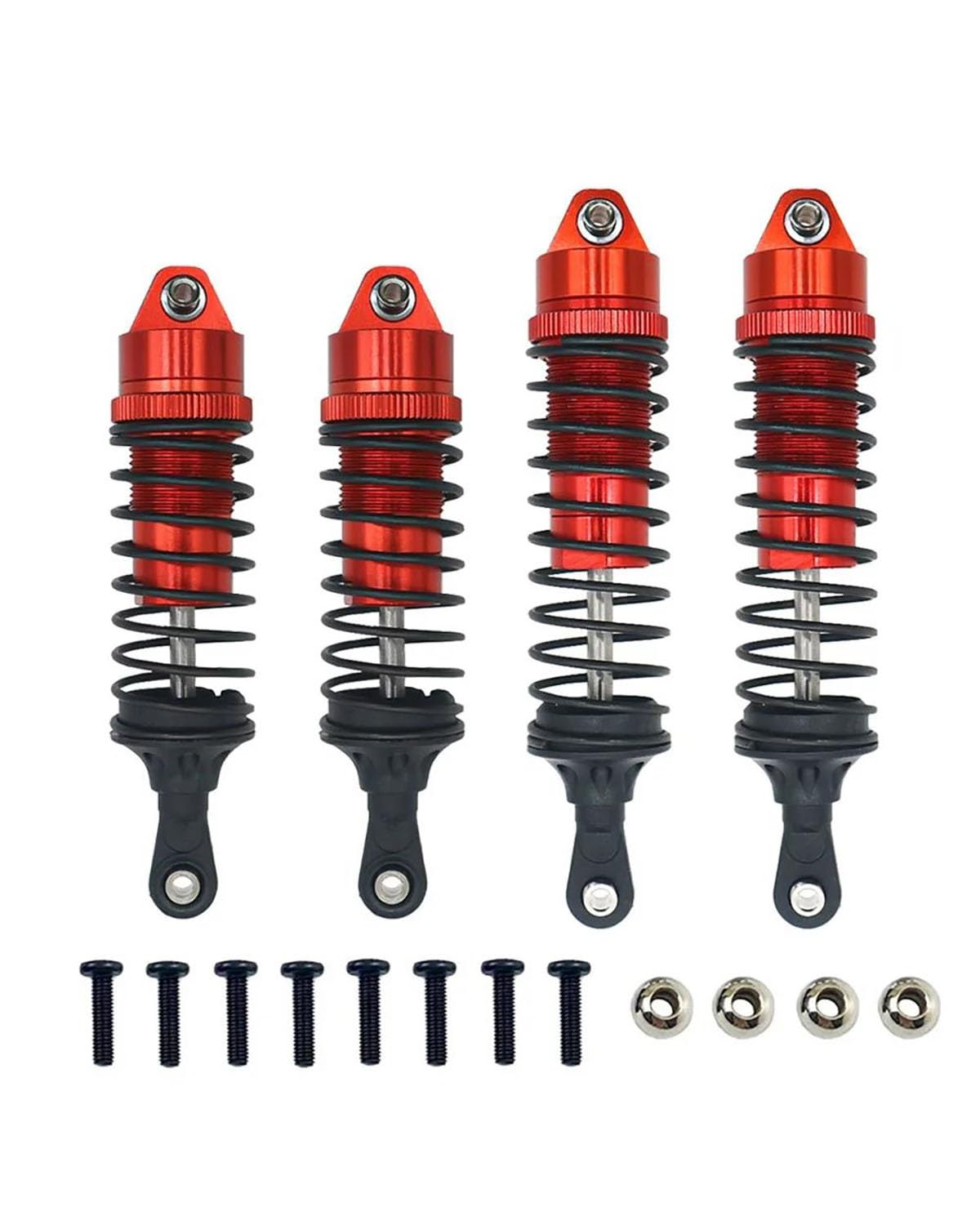 Federbein Aluminium Stoßdämpfer Vorne Und Hinten Montiert Für 1/10 Traxxas Slash 4 x 4 4WD 2WD Rustler VXL Stampede RC Auto Upgrade Teil Stoßdämpfer Dämpfer(Red) von MNNZHG